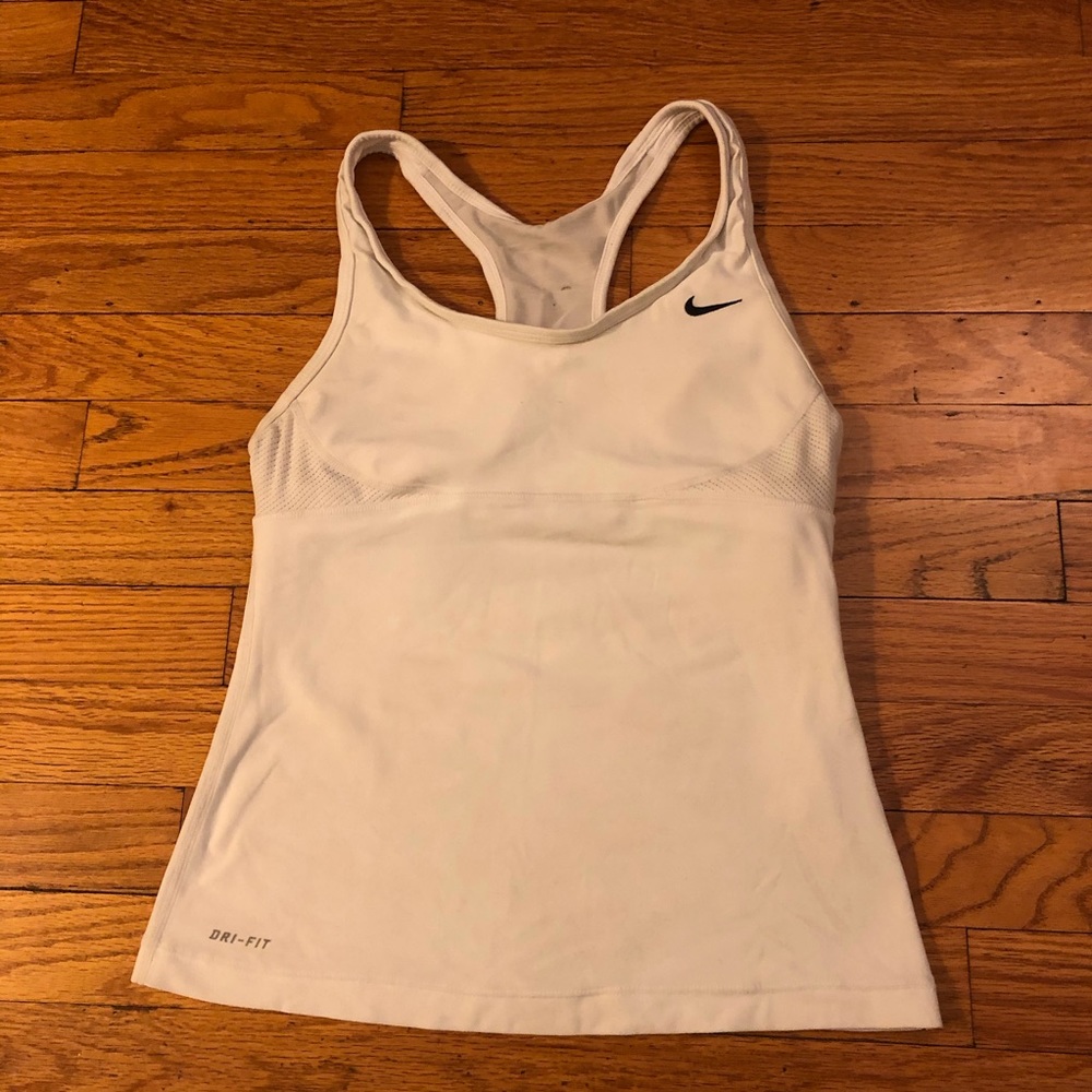 Nike White Dry Fit Racerback Workout Tank